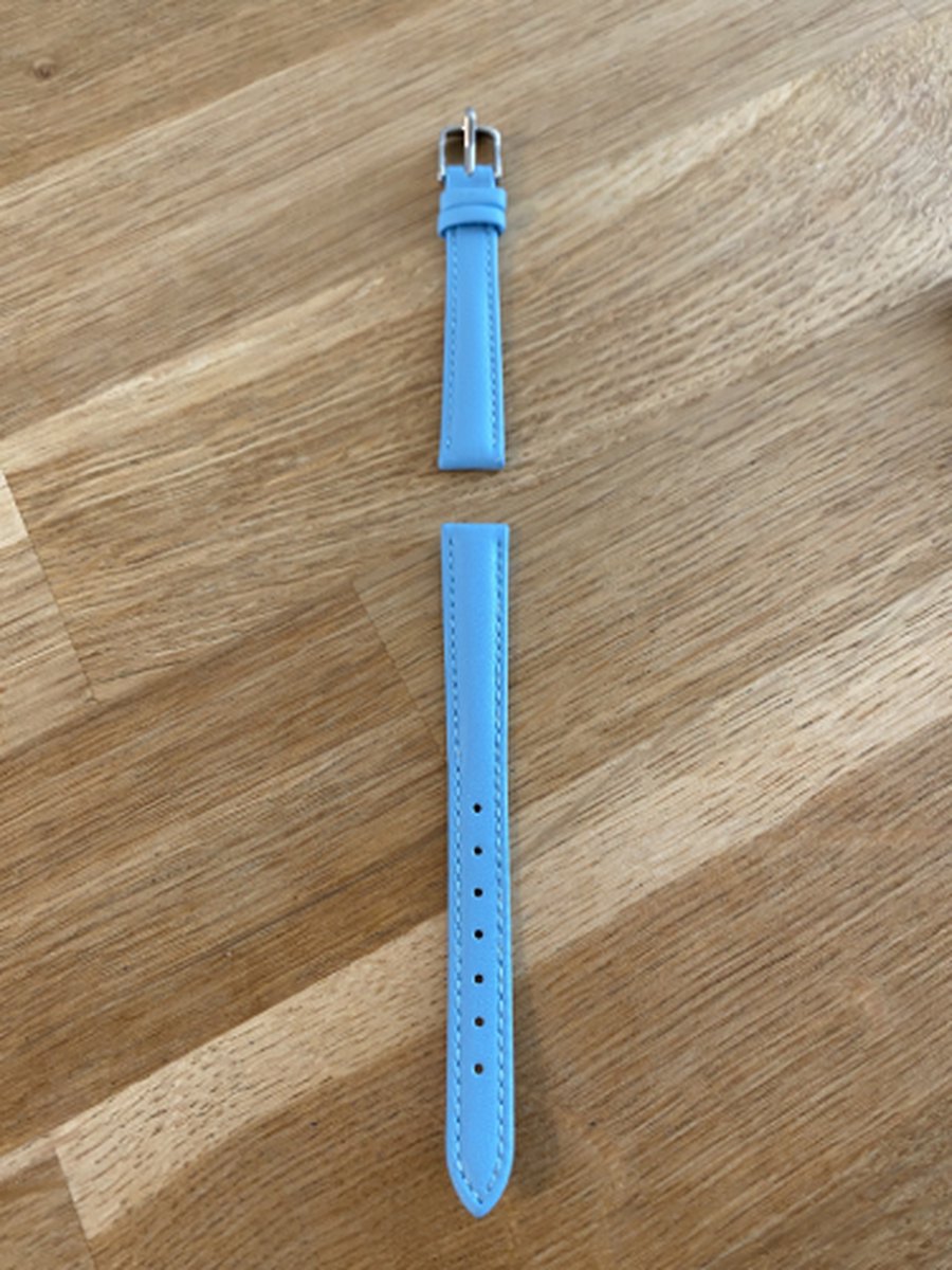 horlogeband-12 mm-lichtblauw-juweliers kwaliteit-leder-anti allergisch