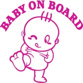 Sticker - Baby On Board - Knipoog - Autosticker - Roze - 12x12cm