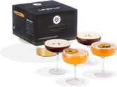 Elegante coupe cocktailglazen set van 4 | Handgemaakte kristallen staafglazen met recept E-Book| Champagne- & Cocktailglazen| Perfect cocktailglas voor espresso martini | Cocktailglazenset