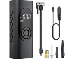Fuegobird - 6000 mAh Electric Pump - 150 PSI Fietspomp - Miniatuur elektrische fietspomp met SOS LED - Ontworpen voor AUTO-banden - Bicycles - Elektrische Bicycles - BALL sports - Inclusief 2 opblaasslangen - Zwart
