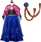 Prinsessenjurk meisje + Vlecht - Verkleedjurk - Prinsessen speelgoed - Het Betere Merk - maat 92/98 (100)- Roze cape