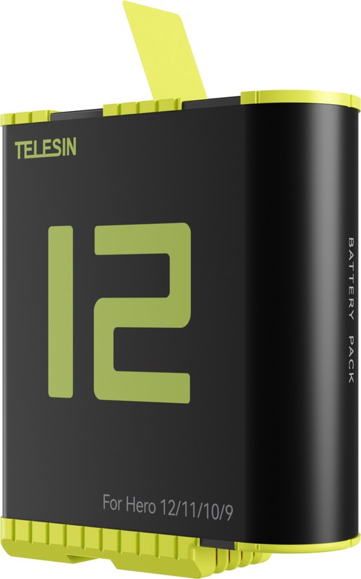 Telesin - GoPro 12 / 11 / 10 / 9 Black - Carregador Triplo + 1 Bateria 1750  mAh - Go Like a Pro