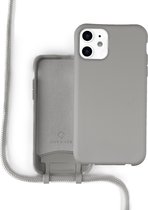 Coverzs Silicone case met koord - Telefoonhoesje met koord - Backcover hoesje met koord - touwtje - geschikt voor Apple iPhone 11 - grijs
