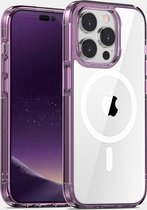 Mobiq - Schokbestendige MagSafe Case iPhone 15 Pro Max - transparant/paars