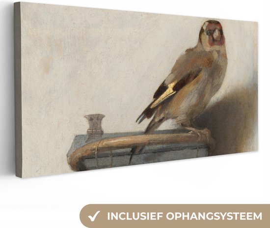Canvas Schilderij - Het Puttertje - Oude Meester - 40x20 cm - Wanddecoratie - Hout Frame - Vogels - Woonkamer - Slaapkamer Decoratie - Accessoires