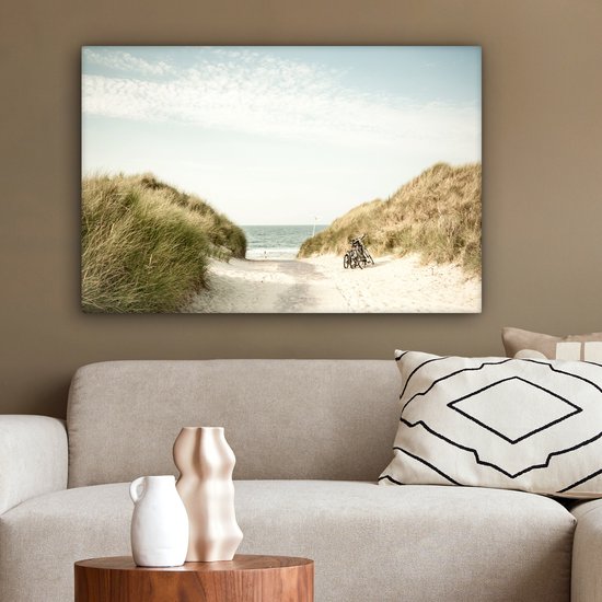 Toile Peinture Plage - Dune - Ciel - 150x100 cm - Décoration murale