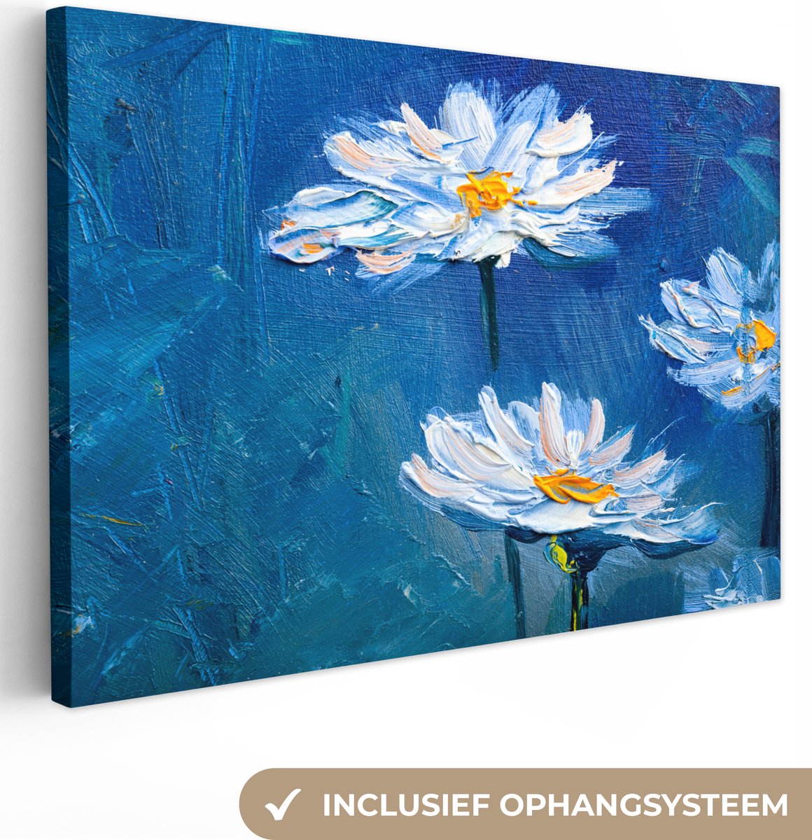 Canvas - Schilderij - Olieverf - Bloemen - Kunst - Muurdecoratie - 60x40 cm - Wanddecoratie - Schilderijen op canvas