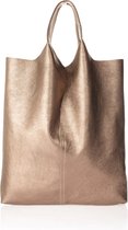 Goudkleurige Leren Shopper - Giorgio Costa - shoppingbag goud - damestas - leer metallic dames tas shopping bag gouden tas