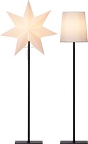 Star Trading vloerlamp met verwisselbare kap Frozen byStar Trading, 3D papieren ster kerst of ronde lampenkap in wit, decoratieve ster vloerlamp met kabelschakelaar, E14, hoogte: 85 cm