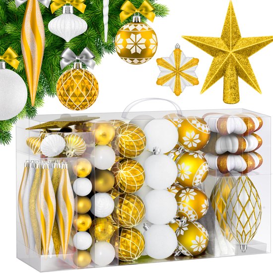 KESSER® Kerstballen, 102-delige set, met boompunt, kunststof