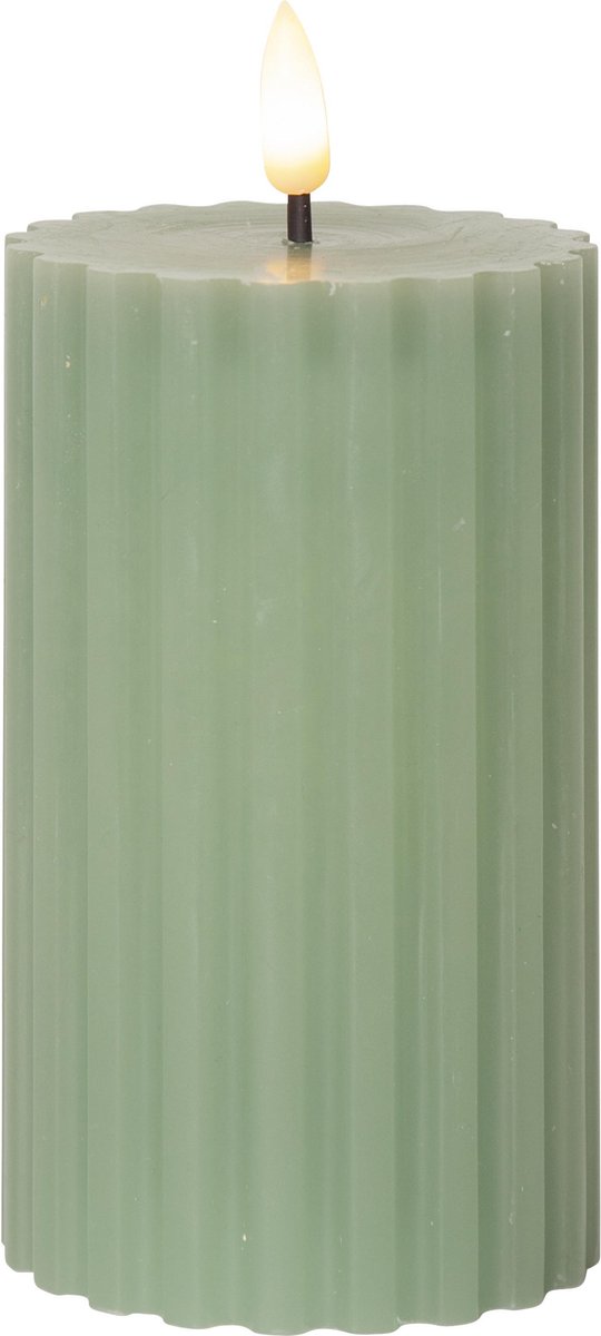 Star Trading LED-kaars van echte was 'Flame Stripe', flikkerend, groen, 15cm beige