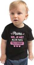Bellatio Decorations huwelijksaanzoek peuter t-shirt - Mama/Papa - zwart - bruiloft/trouwen 86