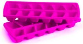 Plasticforte IJsblokjesvormen set 2x stuks met deksel - 24 ijsklontjes - kunststof - roze