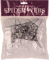 Faram Decoratie spinnenweb/spinrag met spinnen - 20 gram - wit - Halloween/horror thema versiering
