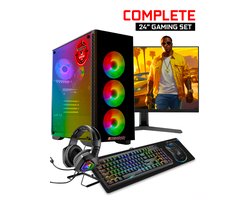 ScreenON - Gaming Set T46187 -W2 (GamePC.T46187 + 24 Inch Monitor + Toetsenbord + Muis & Muismat + Headset & Houder)