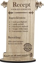 Recept opa - houten wenskaart - kaart van hout om grootvader te bedanken - Vaderdag - gepersonaliseerd - 17.5 x 25 cm