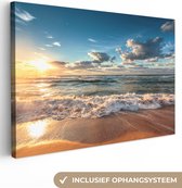 Canvas schilderij zonsondergang 30x20 - Kamer decoratie strand en zee - Schilderijen woonkamer natuur - Canvasdoek - Wanddecoratie slaapkamer - Muurdecoratie keuken - Wanddoek interieur binnen - Woondecoratie huis - Woonaccessoires