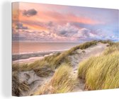 Canvas schilderij - Strand - Duin - Lucht - Zee - Canvas strand - 90x60 cm - Canvas doek - Foto op canvas