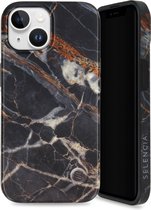 Selencia Aurora Fashion Backcover geschikt voor de iPhone 15 - Duurzaam hoesje - 100% gerecycled - Zwart Marmer