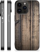 Leuk TPU Back Cover Geschikt voor iPhone 15 Pro Max Telefoon Hoesje met Zwarte rand Steigerhout