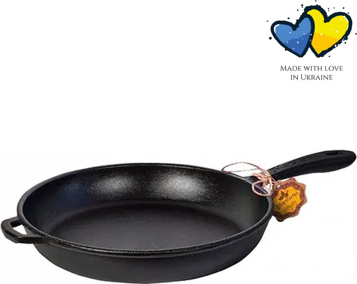 Maysternya Koekenpan gietijzer - ø 20 x 4 cm - Gietijzeren pan voor alle warmtebronnen - Metalen handvat - Zwart