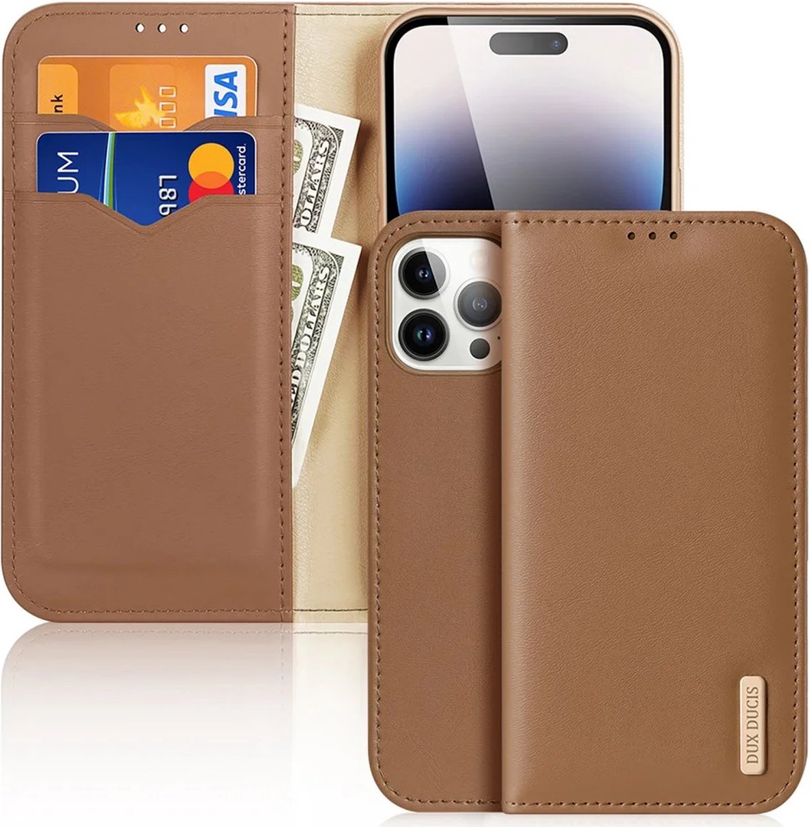 Dux Ducis - Telefoonhoesje geschikt voor iPhone 15 Pro Max - Hivo Series Case - Bruin