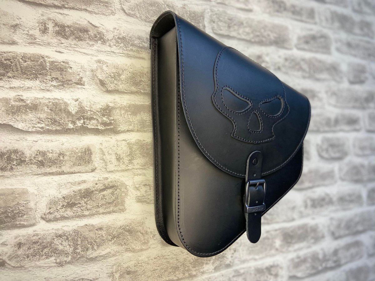 Dries Design D3SD - softail motortas - swingarm tas – Softail – Motortas - Zwart - leder – Harley – skull – N99-Skull