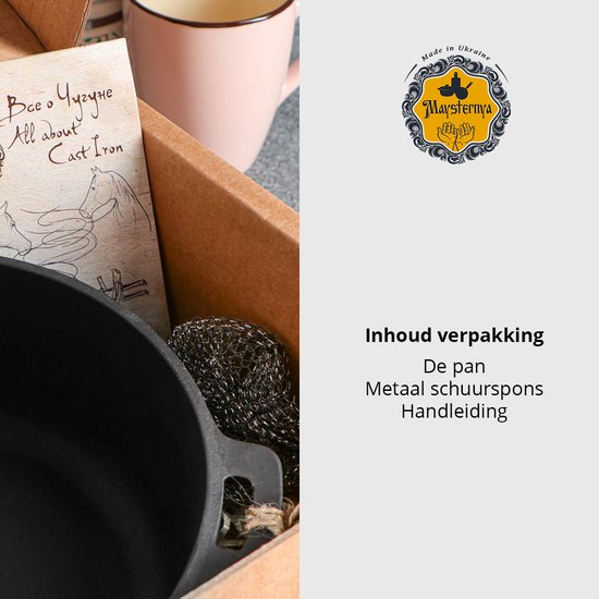 MAYSTERNYA Grillpan Gietijzer - 28 x 28 x 4 cm - Geschikt Voor Inductie - Steakpan - Grillen - Bakken - BBQ Accessoires - Grillplaat - Barbecue - Gietijzer - Pannenset - Barbecue Cadeau - Cadeau - Cadeaupakket - Mat Zwart