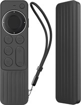 DrPhone AT8 Coque en Siliconen - Convient pour Apple TV 4K Siri Remote 2e génération/3e génération 2021/2022 - Couverture souple - Antidérapante et antichoc avec lanière - Zwart