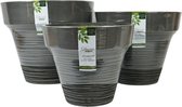 Decoris bloempotten - set van 3 - 41 cm - 35 cm - 30 cm - recycled - antraciet - bloempot - pot - decoratie potten