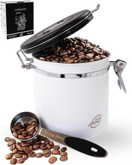 Gefu GE16350 Piero Boîte à Café Acier Inoxydable 250g - Fenêtre Contrôle Et Clip Hermétique
