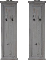 Set van 2 kapstokken T33, wandkapstok kapstokpaneel, wandhaken hout 109x28x4cm ~ grijs shabby