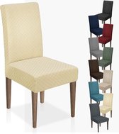 Nieuwste Jacquard eetkamerstoelhoes stretch Dining Parsons stoel hoes af organische stoel meubels beschermhoezen voor eetkamer, hotel, keuken, ceremonie (lichtbeige, 4)