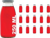15 of 24 lege glazen flessen 250 ml, met brede hals, melkflessen, kleine sapflessen, met wit schroefdeksel, van Slkfactory., wit, 15 stuks