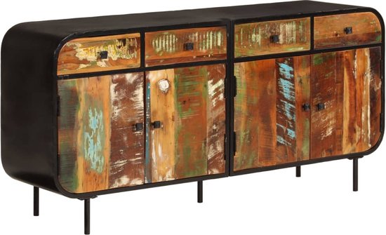 vidaXL Buffet en bois - Dimensions 140 x 35 x 70 cm - Bois Massief recyclé et métal - Armoire de cuisine