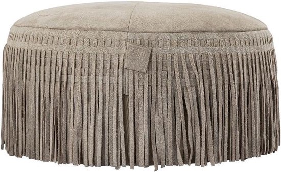 PTMD Poef Eleora - 50x25x50 cm - Suede - Taupe