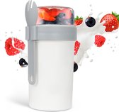 Yoghurt beker to go met lepel - Muesli beker - Yoghurt beker - Yoghurtbeker - Lunchbeker - Schoolbeker - Mueslibeker to go - Lunchpot - Yoghurt beker meeneem - Salade to go - Saladebox - Large - 760 ml + 310 ml - Wit