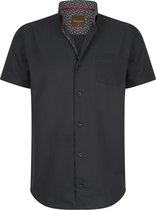 Cappuccino Italia - Heren Overhemden Korte Mouw Zwart - Zwart - Maat XL