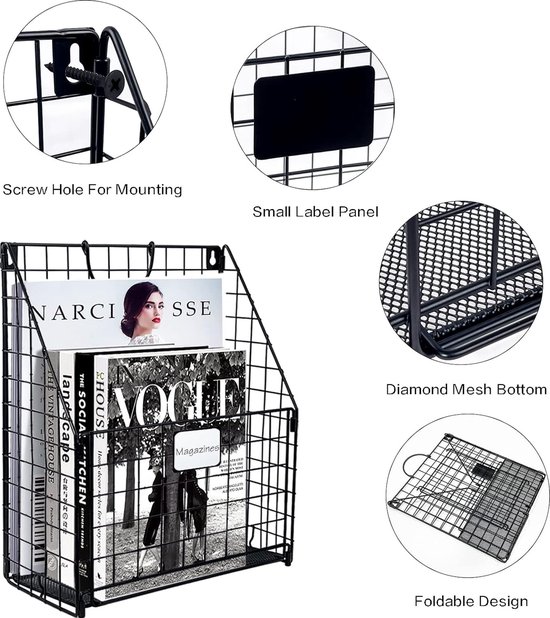 Lot De 3 Organiseurs De Dossiers Muraux Senhoglb - Sans Perçage - Rangement Vertical Bureau Et Maison