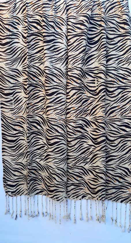 Viscose dames sjaal met zebraprint en mosterd kleurige spikkels - 70 x 200 cm