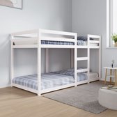 The Living Store Stapelbed Massief grenenhout - 195.5 x 95.5 x 112 cm - Veilig ontwerp - Wit