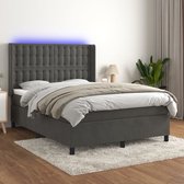The Living Store Boxspring - LED - 140x200 - Fluweel
