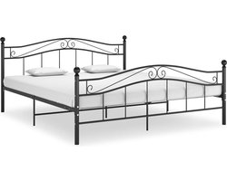 vidaXL Metalen Bed Frame - Tweepersoonsbed - Bedframe metaal zwart 180x200 cm - Zwarte Bedpost - Slaapcomfort - Luxe Bed