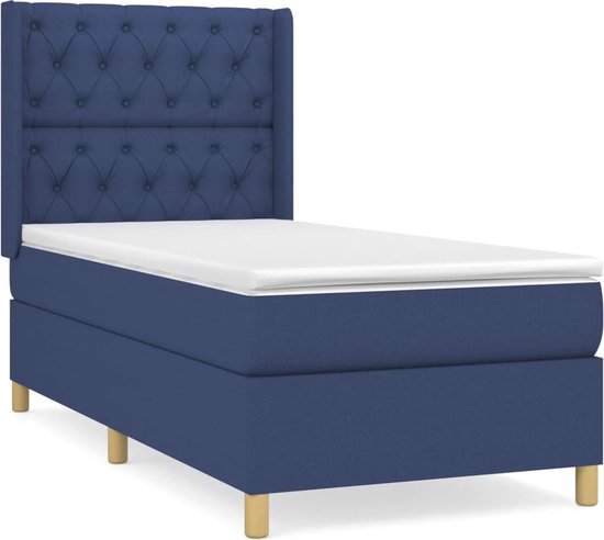 vidaXL Boxspring - Boxspringbed - Boxspring met matras stof blauw 80x200 cm - Bed - Slaapkamerinrichting - Tweepersoonsbed