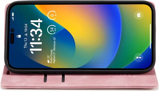 Coque iPhone 14 Pro Max - Etui portefeuille - Rose - Caseme