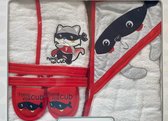 Badjas met capuchon 5-delig - badcape met capuchon voor baby - Set badjas - 100% katoen - Voor baby's van 0- 24 maanden - Oeko-tex gecertificeerd - Vos - badhanddoek