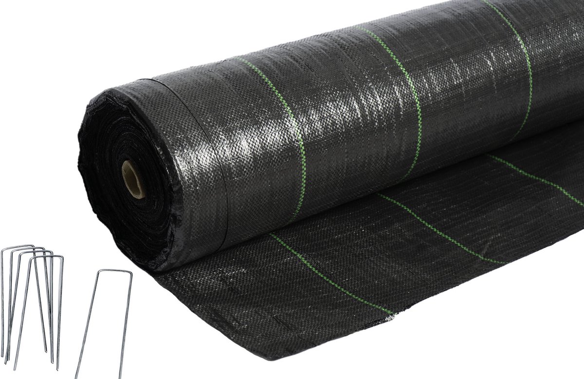 Gronddoek - Worteldoek 2,10M breed x 25M lang; 52,5M² + 50 GRATIS gronddoekpennen. Gronddoek = top kwaliteit