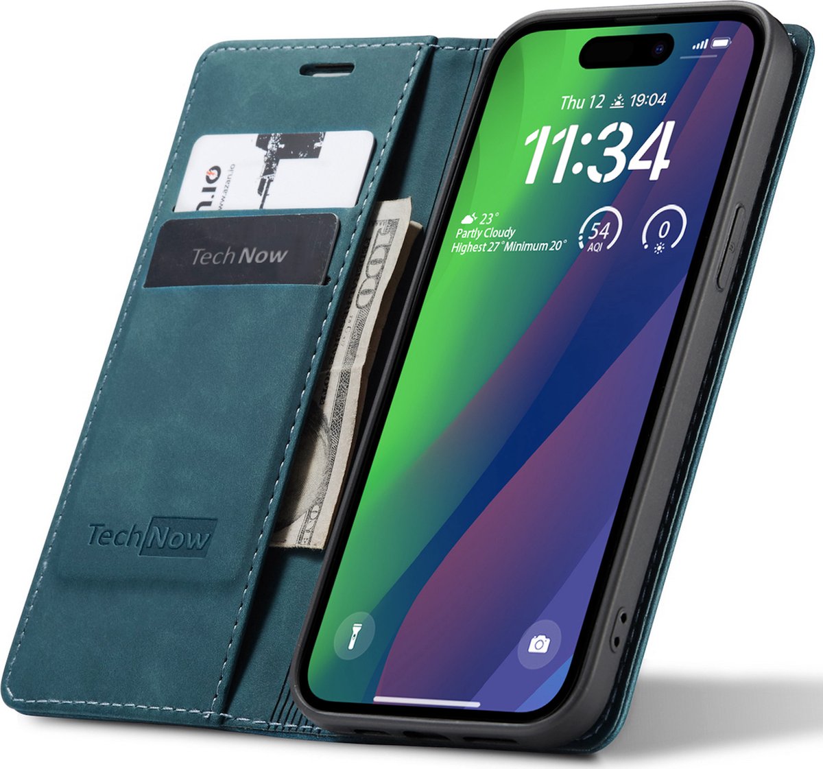 Hoesje geschikt voor iPhone 15 Plus - Book Case Leer Slimline Blauw