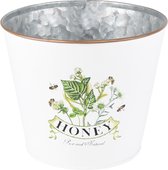 Dekoratief | Bloempot 'Honey', wit/groen, metaal, 17x17x14cm | A230001