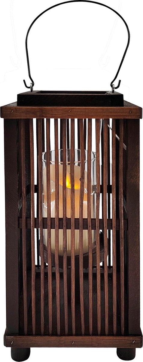 Dekoratief | Lantaarn gelijnd m/oor, naturel, wilg/glas, 18x18x50cm | A235683